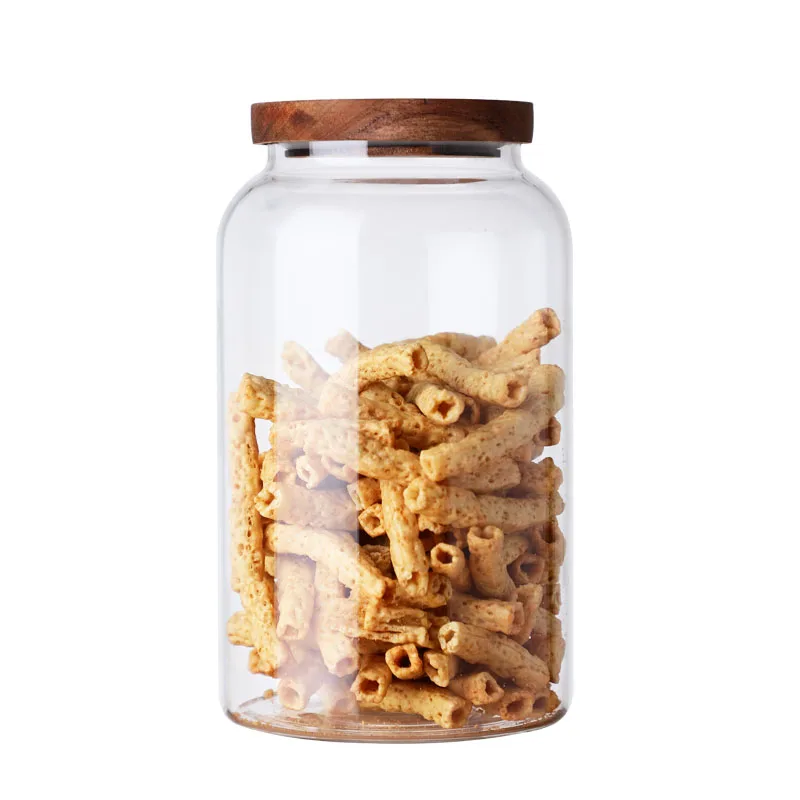 Герметичная стеклянная банка бамбуковая Крышка герметичная Прозрачная Круглая