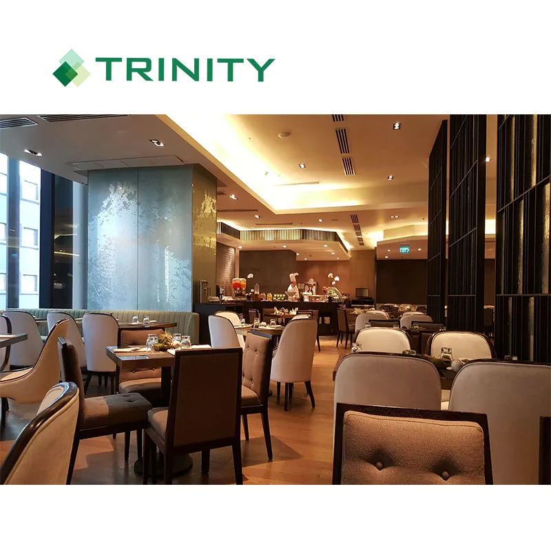 Customized luxury wooden upholstered design 5 star hotel restaurant furniture chairs and tables for sale