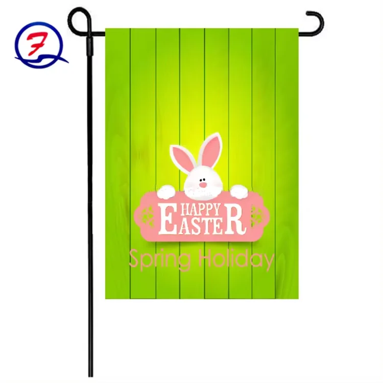Manufactory Outdoor Decorative Banner Valentine Days Fall Winter Garden Flag with metal Stand Holder
