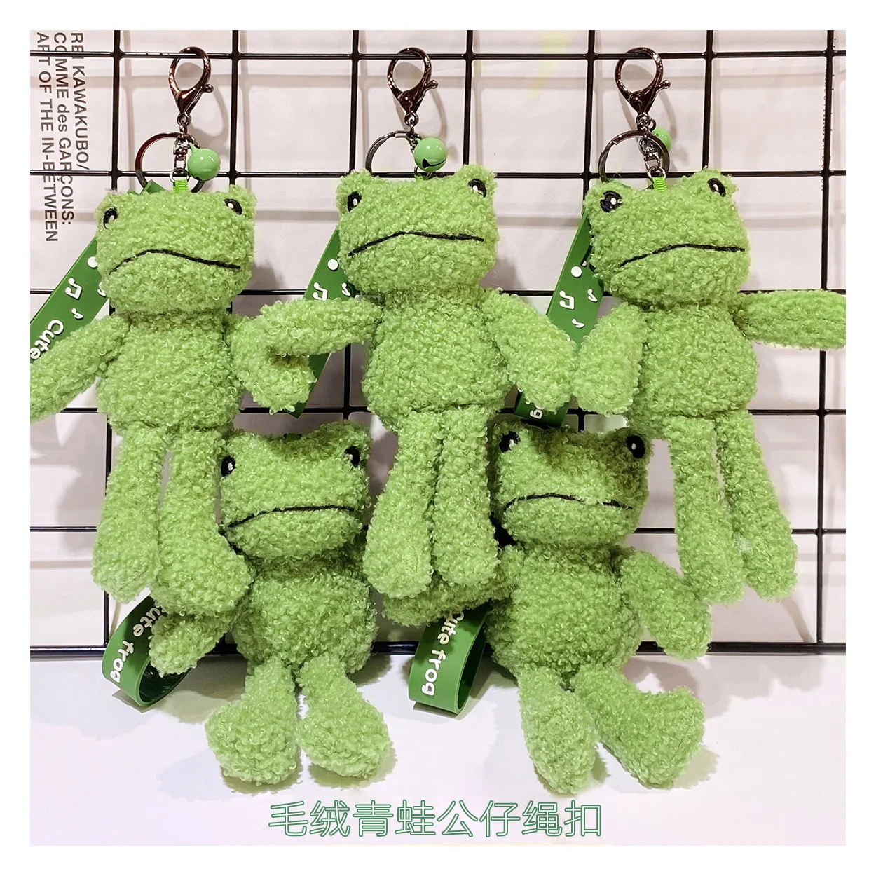 wholesale kawaii stuffed making manufacturer design cute soft figure key chain keyring green frog cartoon plush toys keychain