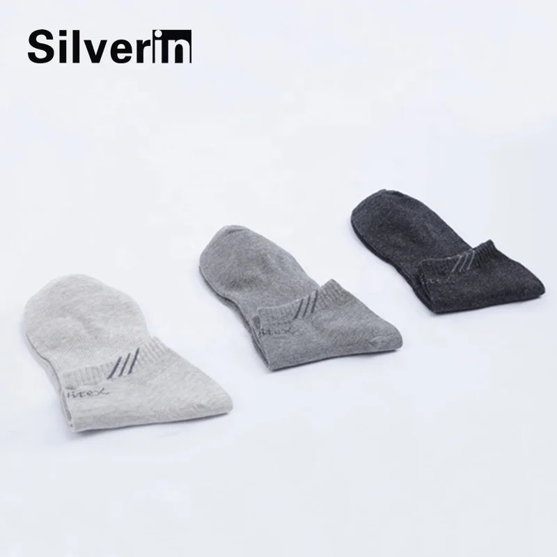 Cotton sweat-absorbent silver anti-microbial anti-odor ankle men socks