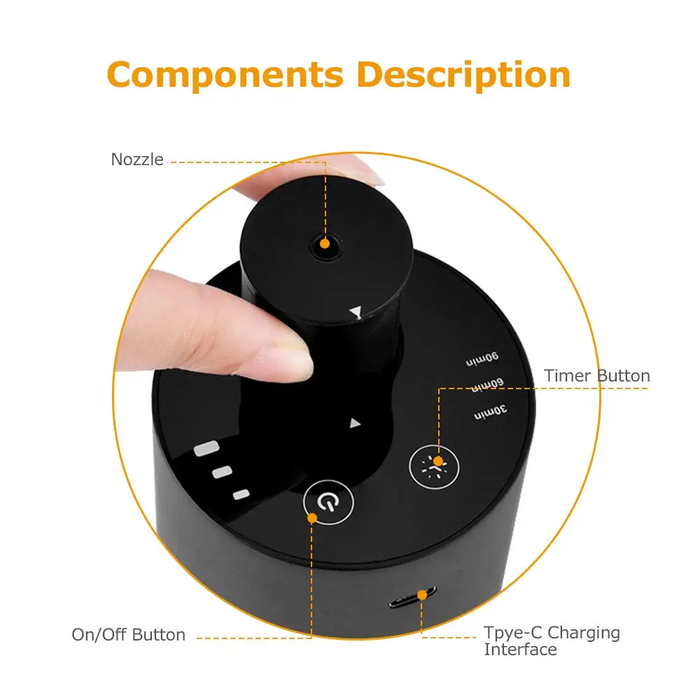 Good Quality Aluminium 10ml  Rechargeable Portable Wireless Aromatherapy Pure Car Waterless Aroma Atomizing Nebulizer Essential