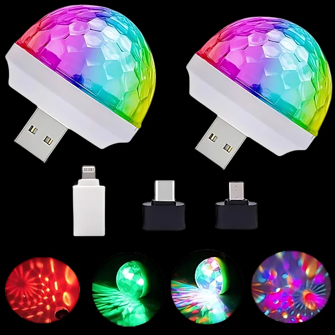 HOT Mini Magic Ball Sound Control USB DJ Lights Disco Party Wedding Show Bar Portable USB Mini Disco Ball Lights for Stage Show