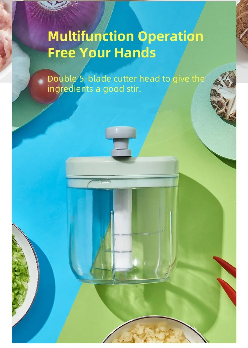 Hand Press Garlic Chopper Portable Vegetable Cutter Cordless Mini Food Processor Vegetable Chopper Blender Garlic Press Crusher