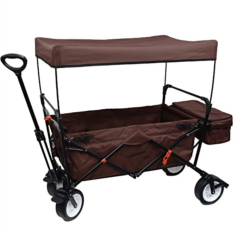 Garden Folding Wagon Kids Beach Cart for Camping Shopping Multifunctional 2 in 1 T Handle Camping Folding Wagon Cart
