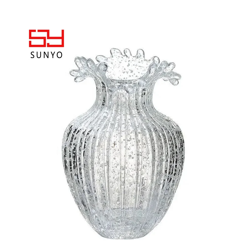 Modern Wedding Flower Table Glass Vase Sea Blue Colored Crystal Large Outdoor Vases for Home Decor