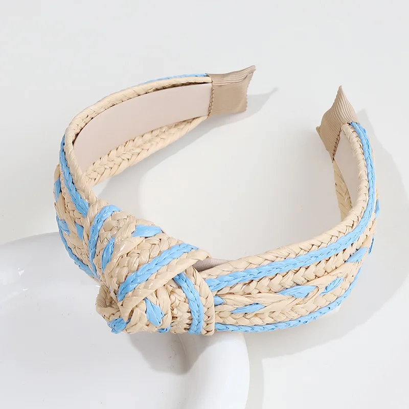Retro Summer Straw Lafite Resort Style Knotted Headband Fashion on Vacation Hair Accessories For Women