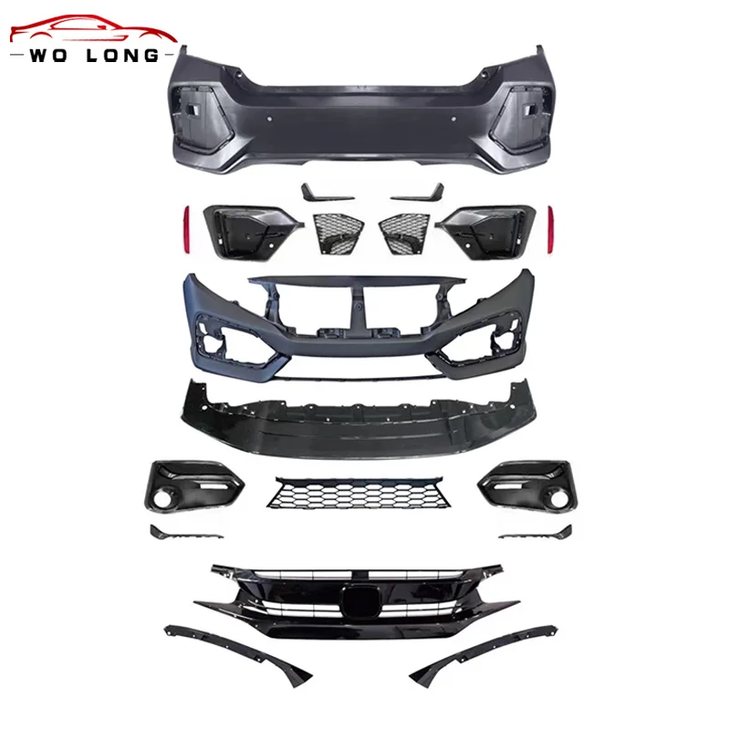 Body Kit  For Honda 16-20 Civic Modification Upgrade New Si Large Surround Kit Spoiler Front Lip Rear Bumper
