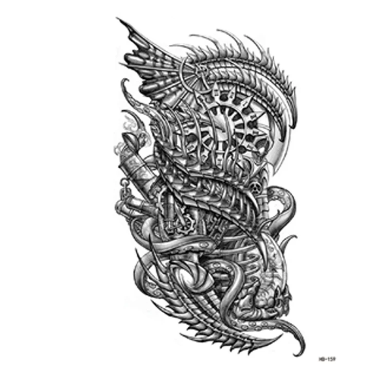 OEM Waterproof Machine Arm Design Tattoo Sticker Cool Half Arm Men Body Art tattoo stencil sticker Supplies Long Lasting