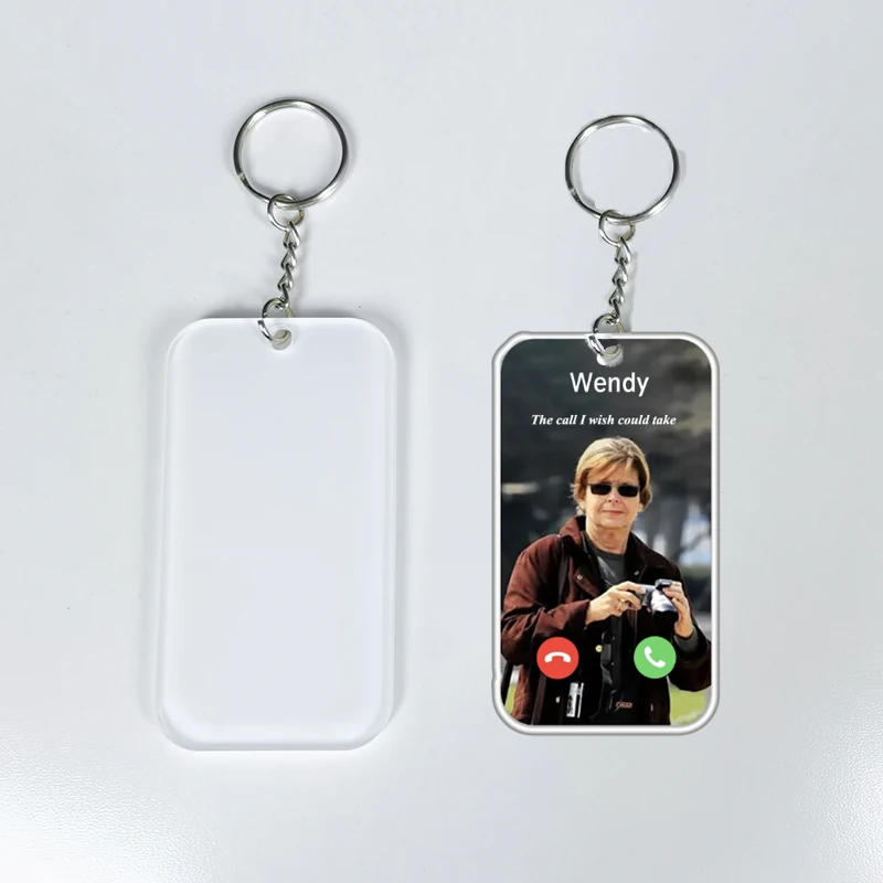 Memorial mobile keychain customized printing sublimation acrylic keychain