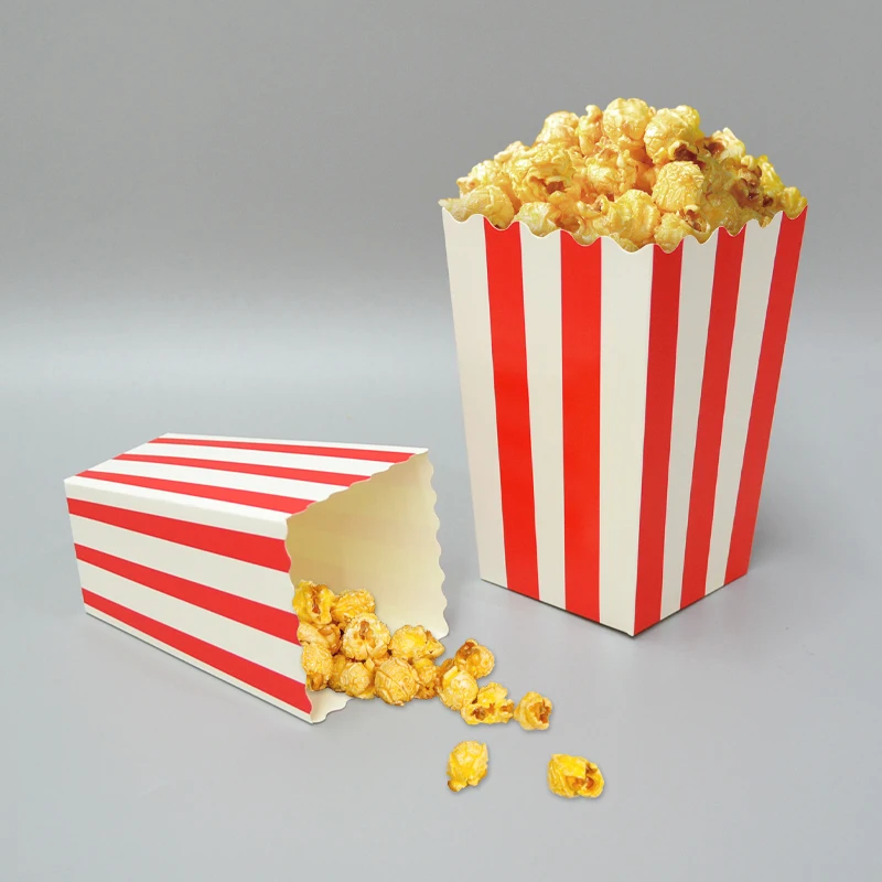 Custom Wholesale Cheap Disposable Pop Corn Packaging Classic Party Food Grade Popcorn Box