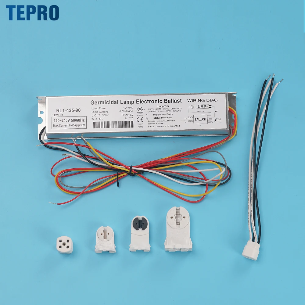 RL1-425-90 90w 254nm 185nm uv lamp ballast Preheat Start Uvc Germicidal Amalgam Lamp Electronic Ballast For Water Treatment