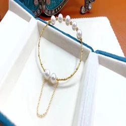 Feirun 9-10mm AA+  edison baroque Real natural cowrie shell jewelry freshwater pearl bracelet pearl bead bracelet for women