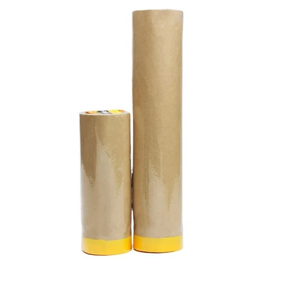 Wholesale Custom0.35m 0.55m 1.1m Pre-Taped Masking Paper and Brown Masking  Kraft Tape Paper masking paper Roll Manufacturer