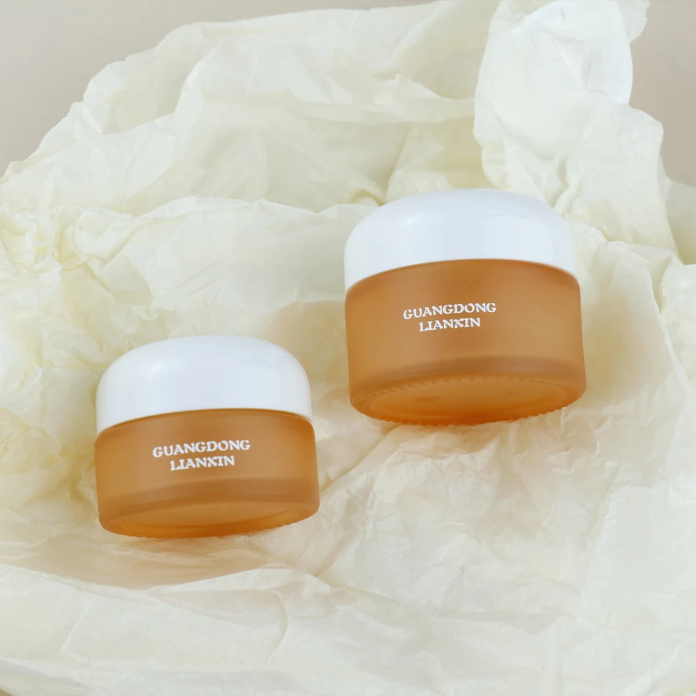 100g Empty Cosmetic Eye Cream Jar 50ml Color Frosted Cosmetics Glass Skin Care Cream Gold Lid Jar