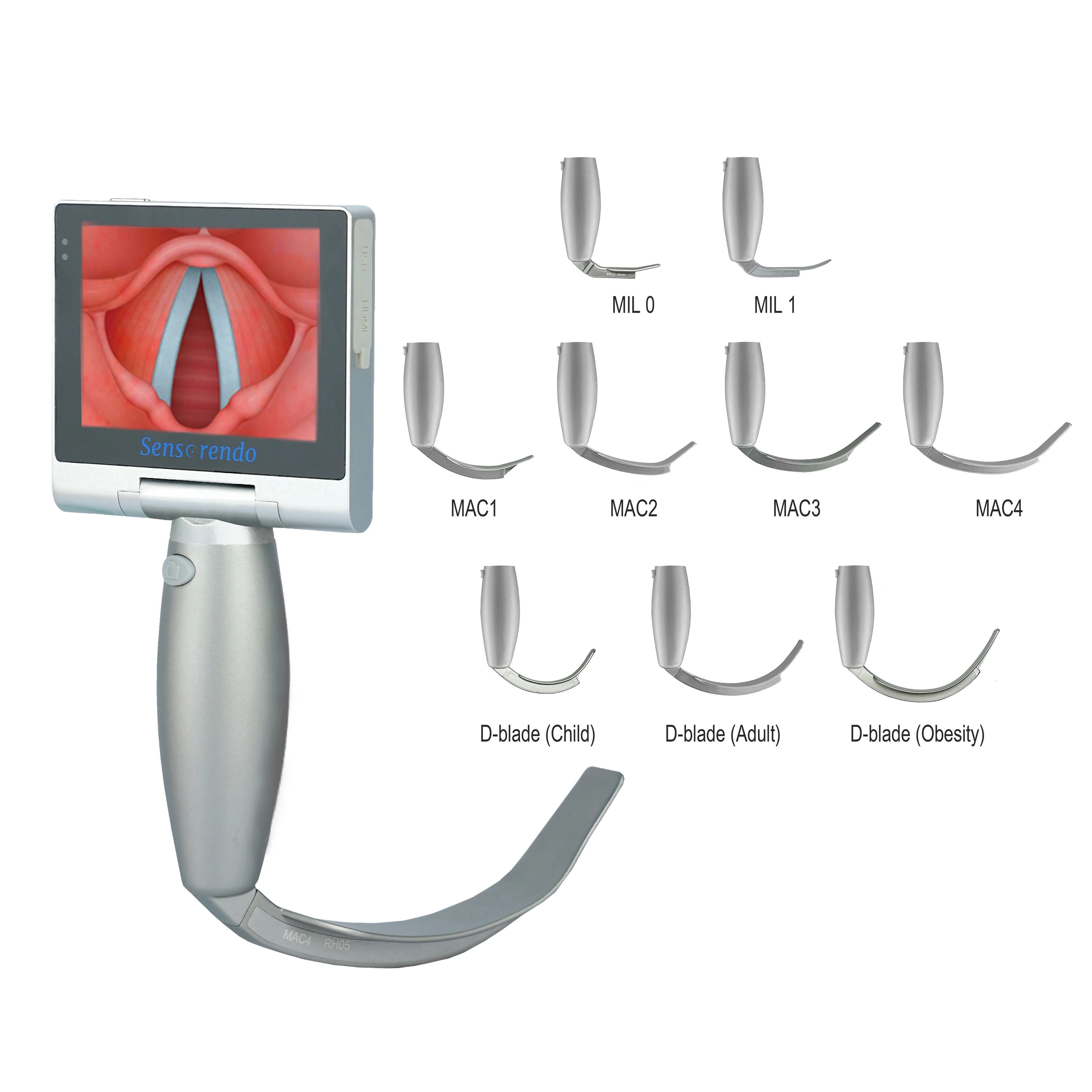 Touchscreen Video Laryngoscope with Reusable blades (MIL0/MIL1/MAC1/2/3/4 D-blade ) for Anesthesia intubation laryngoscope