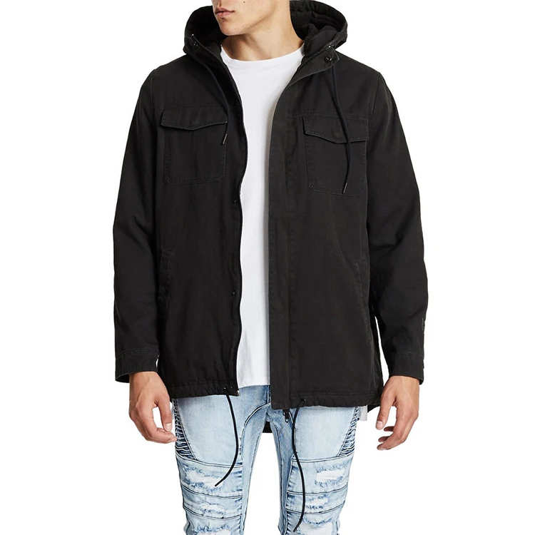 Fashion Men Custom Long Hooded Parker Jacket  Winter Coat