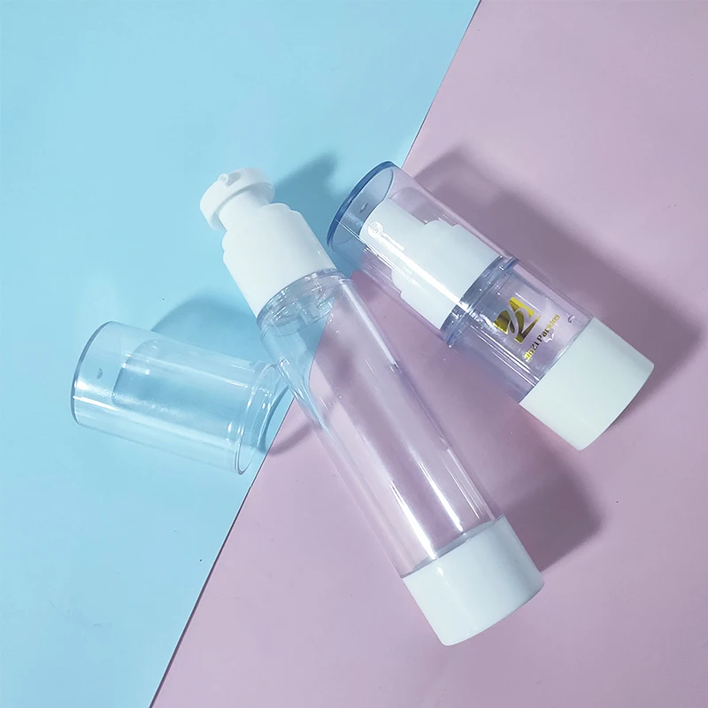 
Eco friendly refillable Cosmetic clear transparent white vacuum cream oil bottle custom color 30ml airless pump bottle 