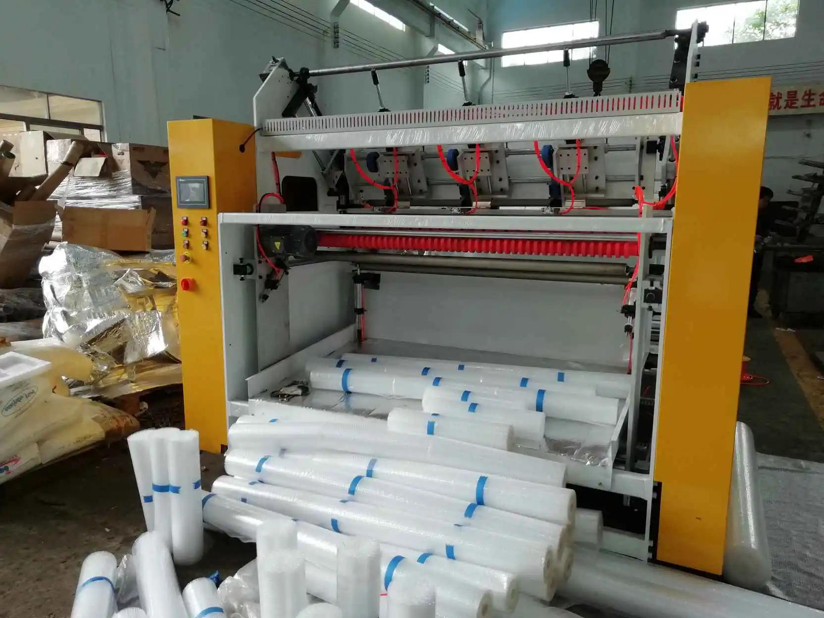 automatic air bubble film wrap epe foam slitting coreless rewinder