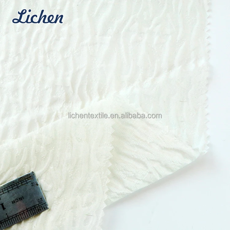 White pleated skirt fabric 80%Polyester 20%nylon jacquard embroidery fabric for Wedding dress