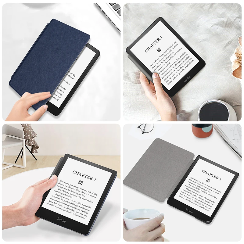 Sleep/Wake Cross Pattern PU Leather Book Style Case Flip Cover For Kindle Paperwhite 5 2021 6.8 Inch Ebook Shell