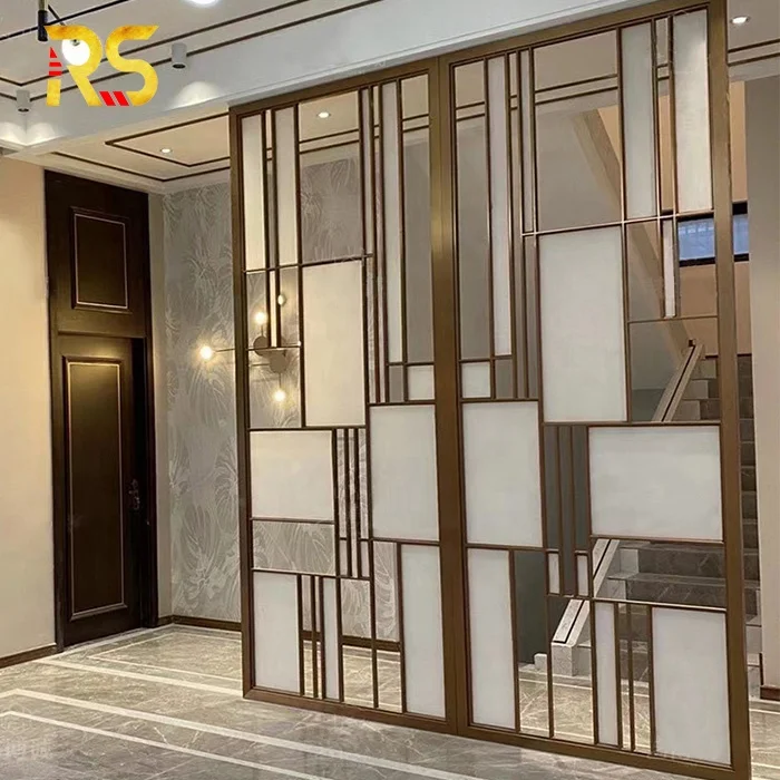 Foshan decorative stainless steel frame fabric room dividers partitions screen folding partition wall divider