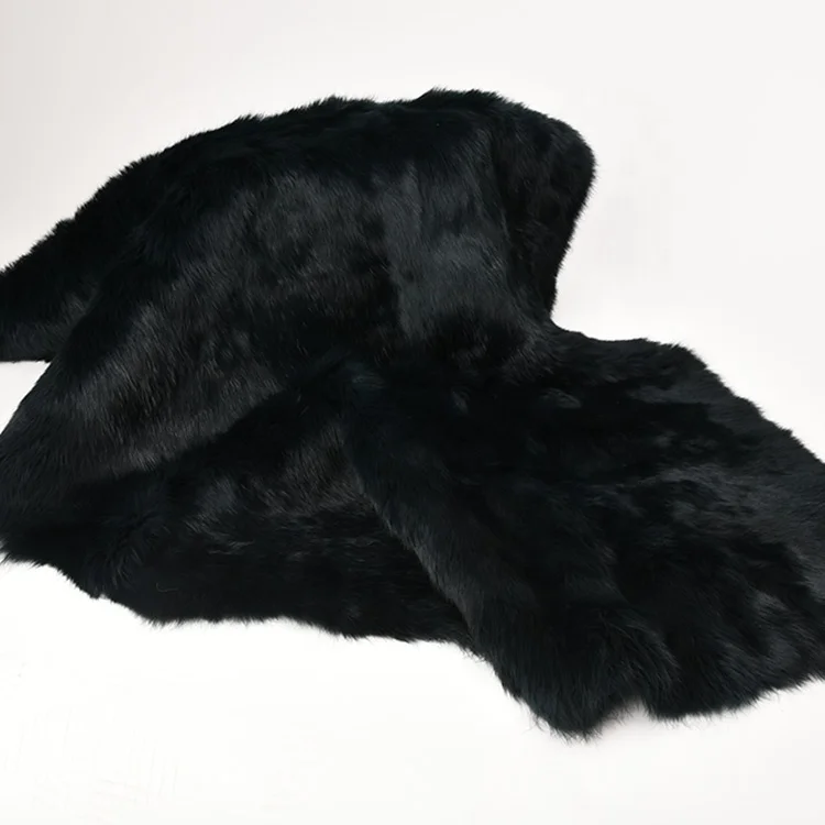 Chinese Grade A High Quality Real Fur Rabbit Pelt Black Rabbit Fur Plate