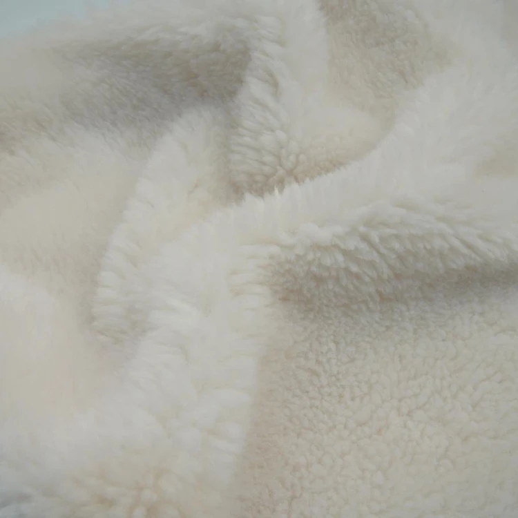 Thick Brush Soft Warm Single Sided White 100% Polyester Curly Sheep Lamb Wool Faux Fur Fabric