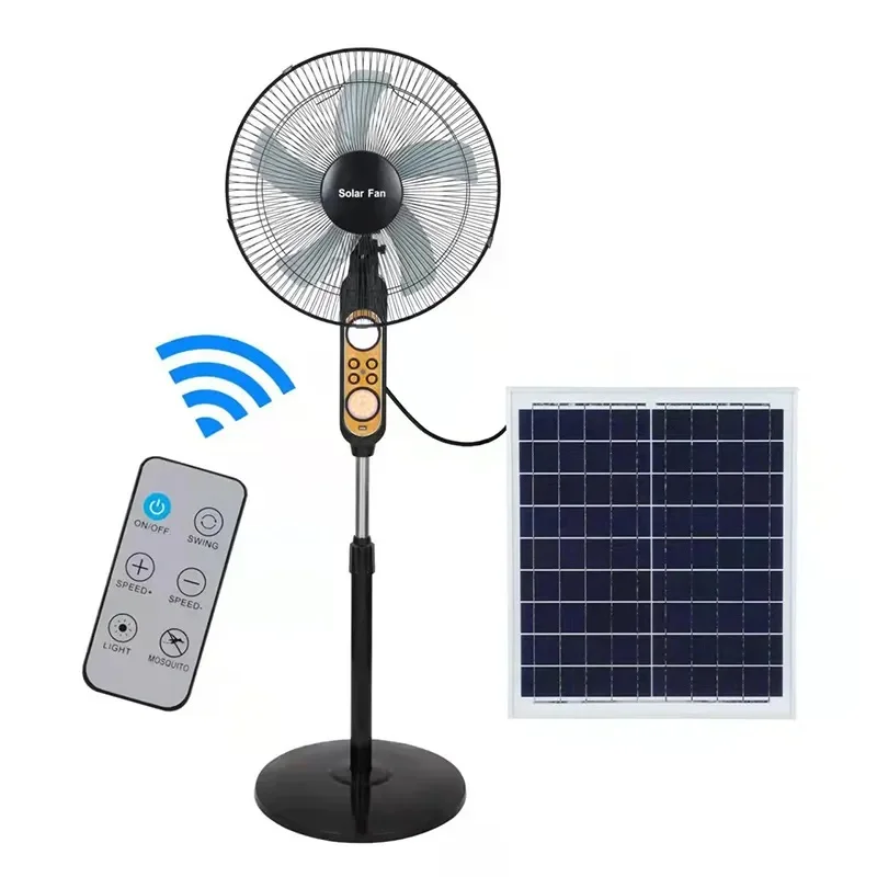 Factory OEM High Efficiency Home Height Adjustable Wide Angle Adjustment Outdoor Fans Home 16 Inch Solar Fan with battery