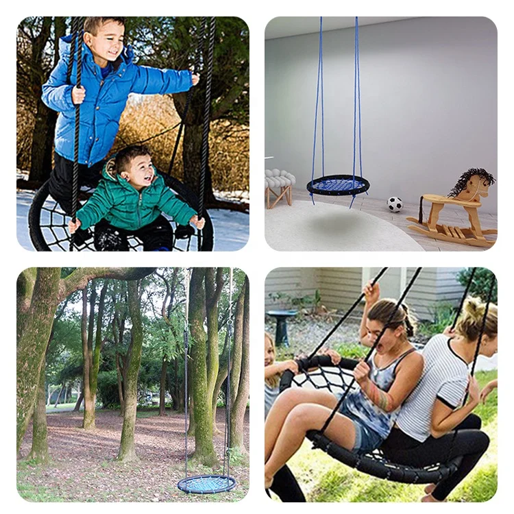 ZHOYA SPORT Spider Web Tree Swing 900D Oxford Platform Swing for Kids Backyard Round Flying Swing with Hanging Ropes Straps