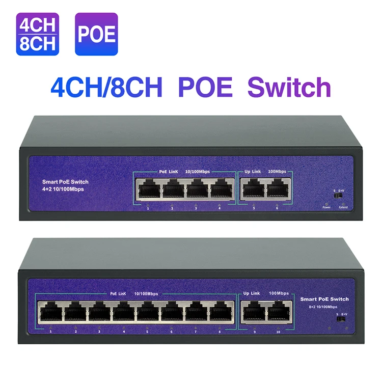  Сетевой POE коммутатор 48 В с 4/8 портами IEEE 802 3 af/at