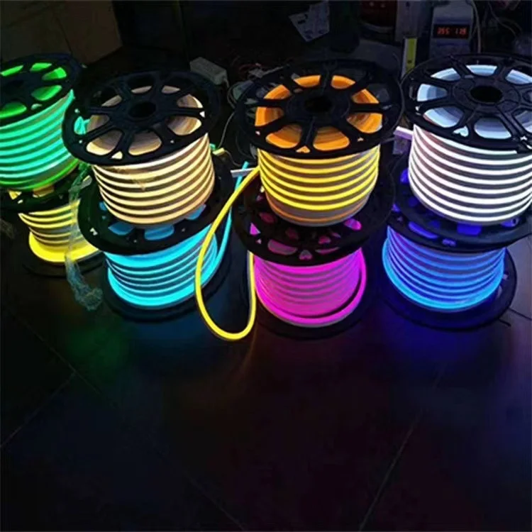 Hot Sale Silicone Neon Strip 12V 24V 110V 120V 240V 230V RGB 360 Degrees Flexible Led Neon Light RGB Neon Strip Holiday Lights