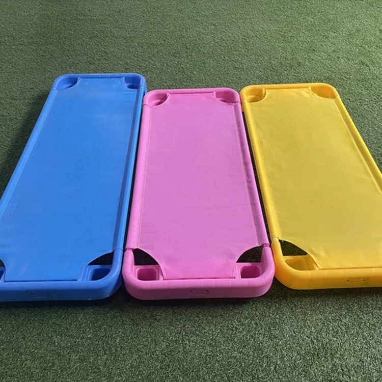 New arrival factory direcrt sales comfortable preschool bed colorful children plastic stackable bed durable bed children