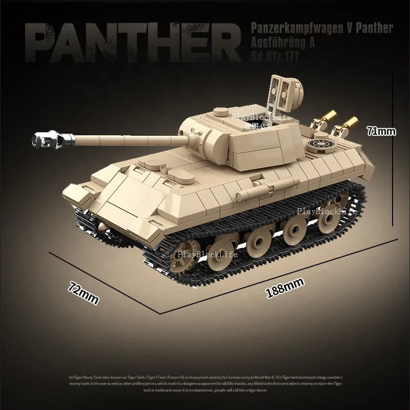 QuanGuan 100245 WW2 военная модель Второй мировой войны II немецкий средний танк Коллекционная DIY сборка кирпичных игрушек наборы строительных блоков