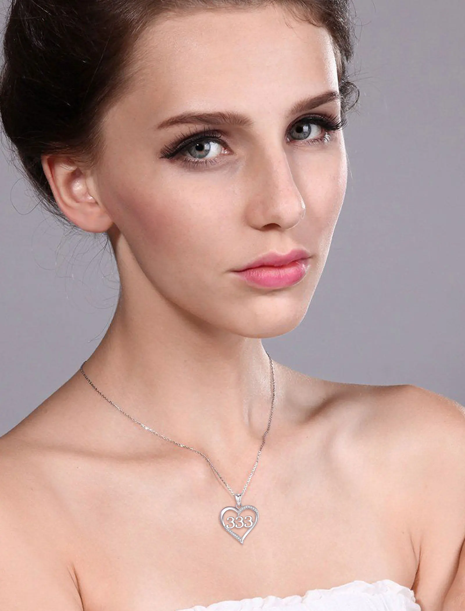 Changda waterproof mem 925 sterling silver tarnish free tiny heart number 111-999 angel number pendant necklace