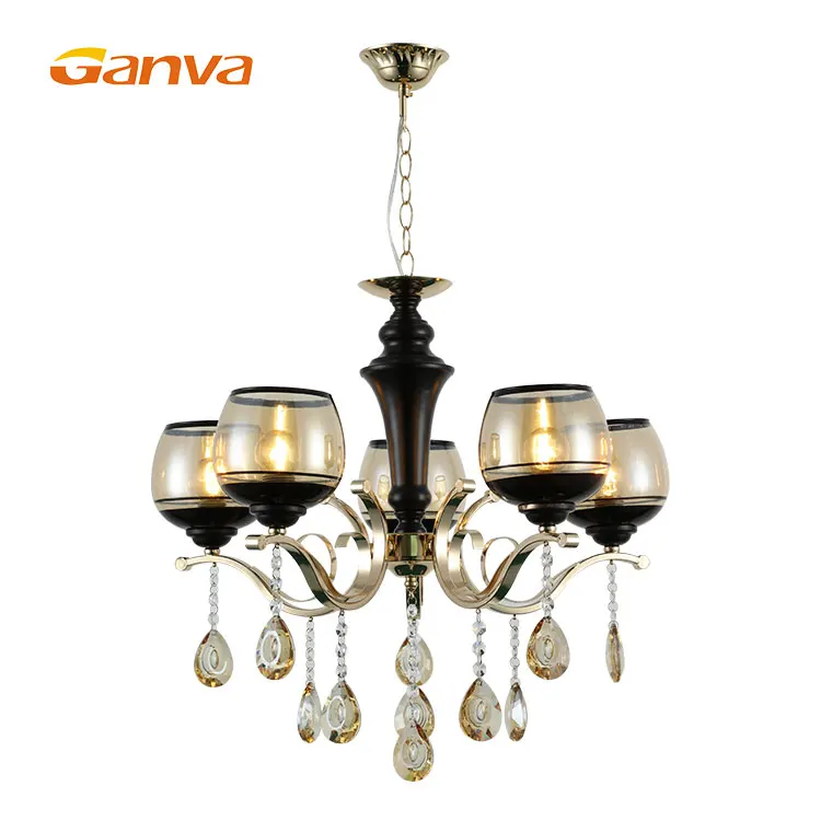  GANVA Hot Sale Iron Glass Decoration 5 Lights Lamp Modern Pendant Hanging