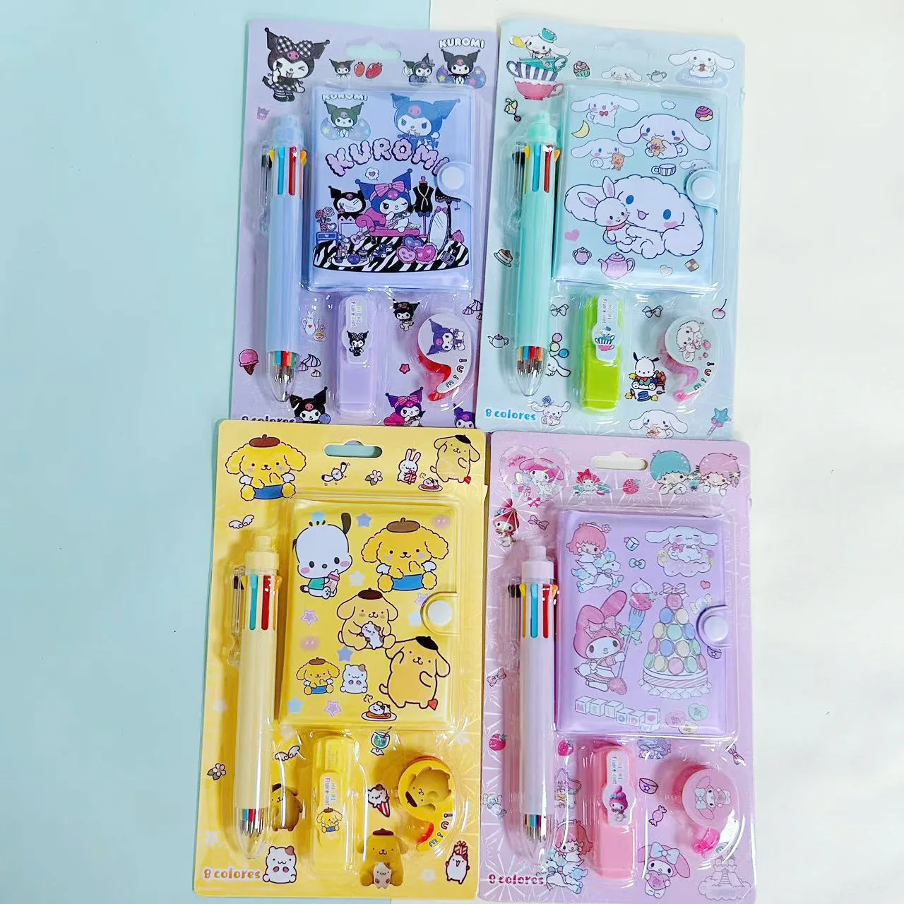 Cartoon manufacturer wholesale multicolor pen with notebook highlighter marker pen stationery set for children and kids
