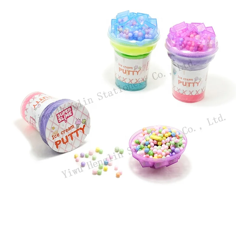 New arrival customize DIY slime kit with foam balls rainbow colorful glue kids creative new color glitter charm slime kit