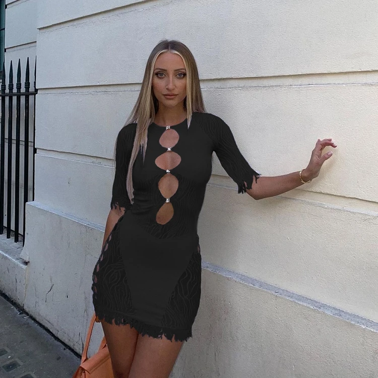 Женские вечерние Клубные новые модные платья пэчворк прозрачный короткий рукав мини с вырезами облегающее сексуальное платье для