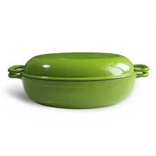 Preseasoned 26CM Camping 2 in 1 Casserole Pot Cookware Cast Iron Double Use Dutch Oven With Dual Handles And Lid