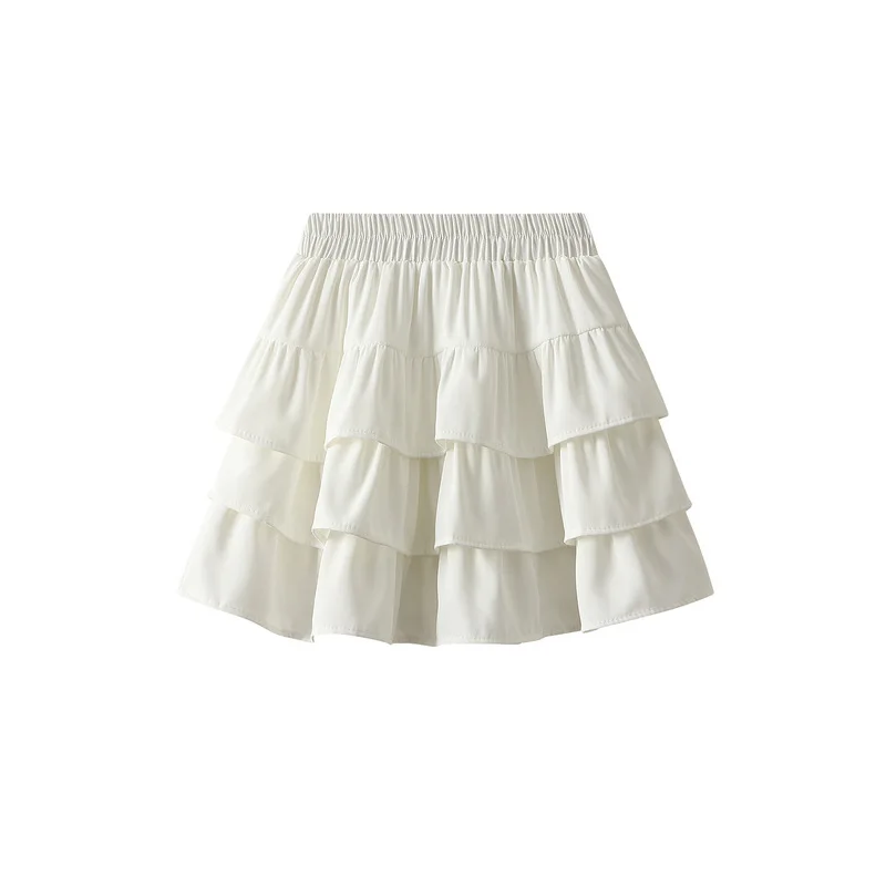 Ballet Style Cake Mini Skirt Woman Ruffles New Fashion White Black Lining Vintage Patchwork A-line Tutu Skirts for Girls