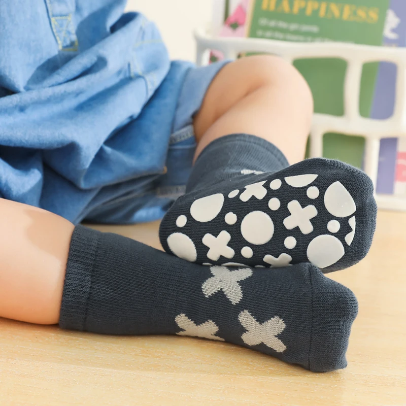 Cute Cartoon Newborn Baby Anti-Slip Cotton Socks for Unisex Baby Non-slip Happy Socks