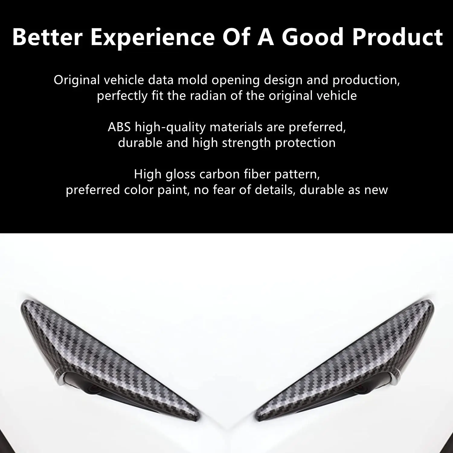 Side Turn Signal Lamp Camera Cover Glossy Carbon Fiber Pattern Protection Cover Fit for 2019-2022 Tesla Model 3 Y