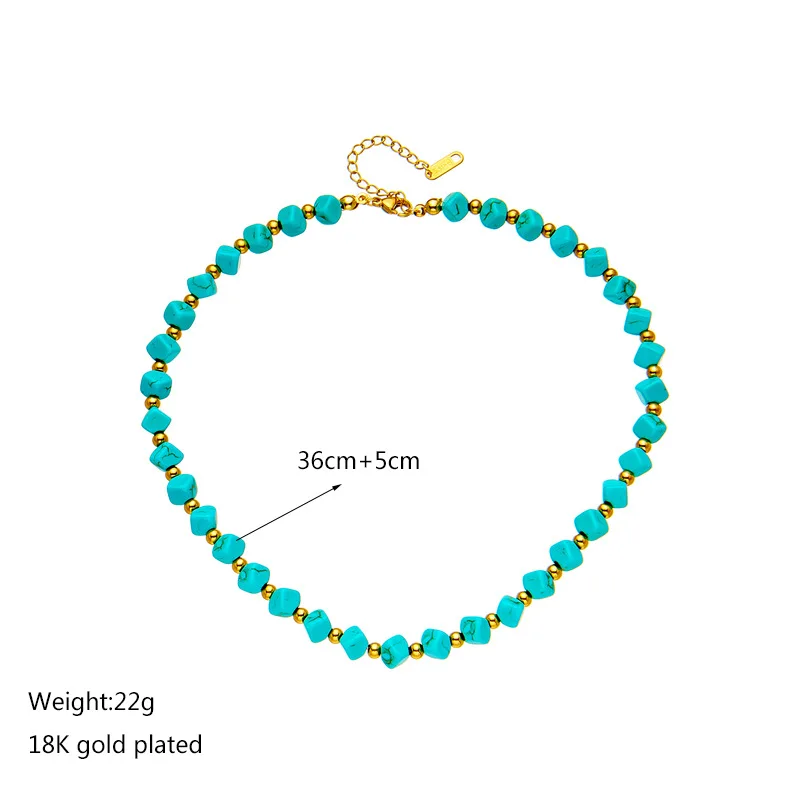 Titanium Steel Necklace Collarbone Necklace Jewelry Creative Personality Turquoise Titanium Steel Beaded Braded Necklace
