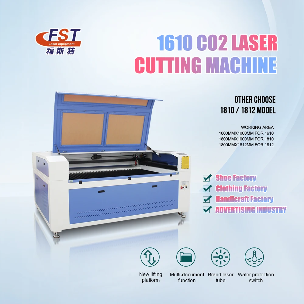1610 80W 100W 130W 150W 180W CO2 Laser Cutting Machine for Acrylic Wood Leather MDF Plywood