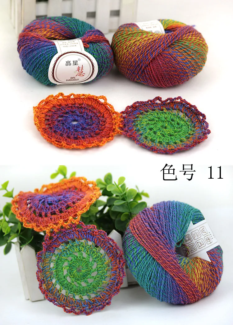 Hot Sale 80% Wool 20% Nylon Roving Yarn Skein 2ply WoolChina Huicai Textile Supply Knitting Rainbow Hand knitting yarn