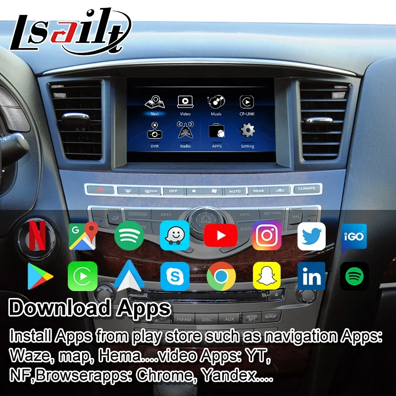 4+64GB PX6 Wireless CP AA Video Interface Box included Yandex Android multimedia for Infiniti JX , EX , FX , QX ,Q70