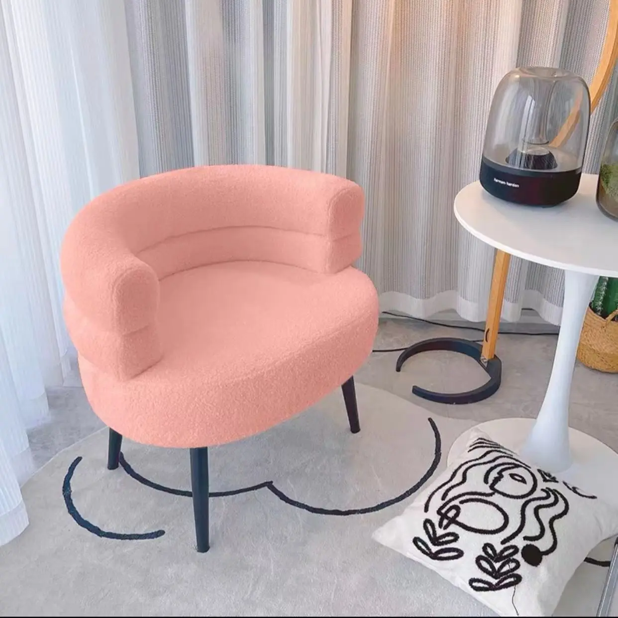 Lamb fleece Lazy sofa Chair Single living room Bedroom balcony Casual Makeup chair Dresser stool