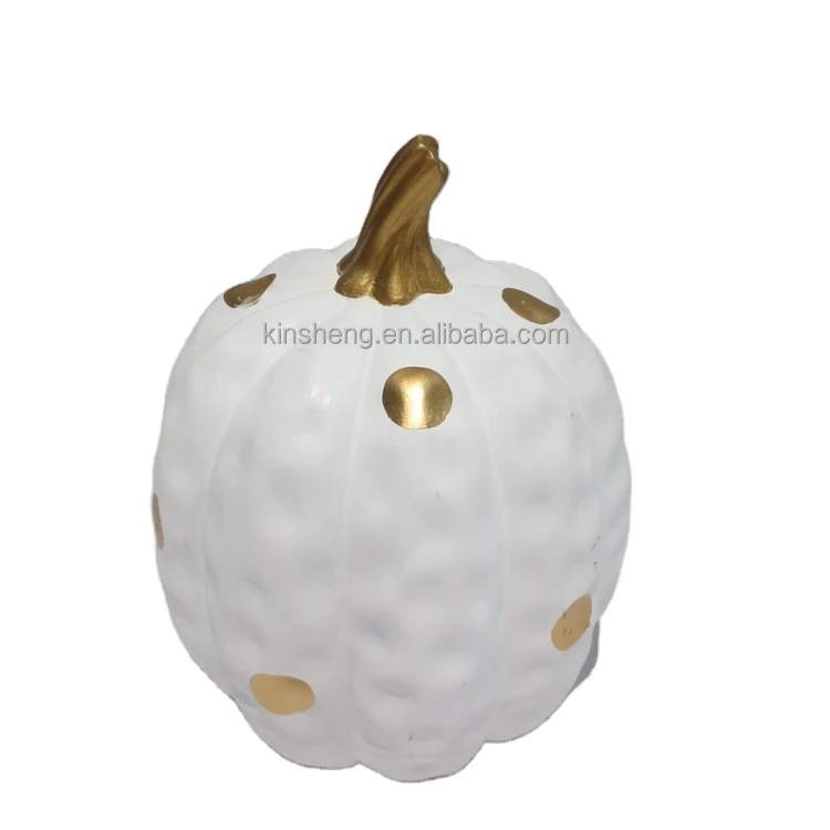 Белая фарфоровая уборочная Тыква со светодиодной керамической тыквой на батарейках светодиодная Осенняя для Хэллоуина светлые