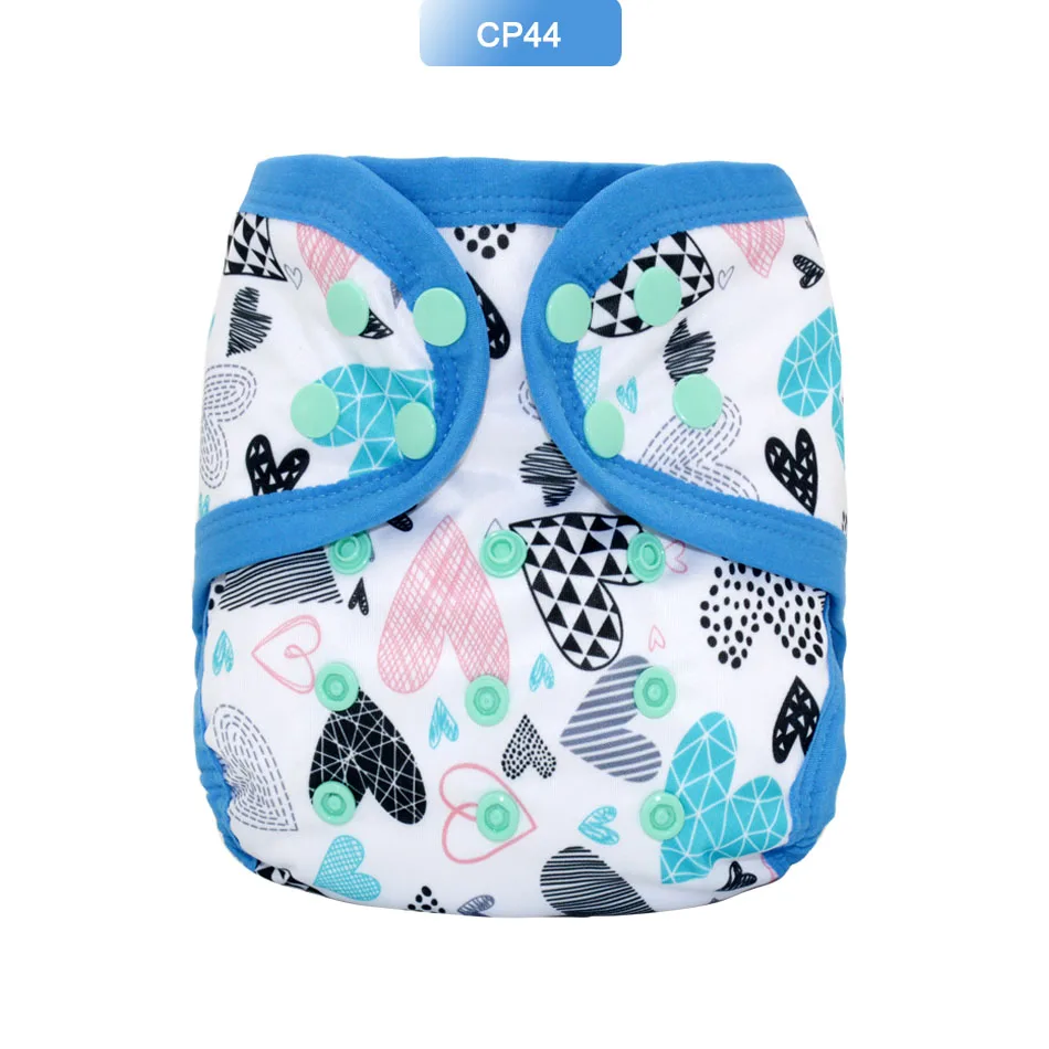 One Size Waterproof PUL  Hemp AIO Baby Cloth Diaper  One-Size with Snaps Washable and Printed Feature for Baby Adjustable